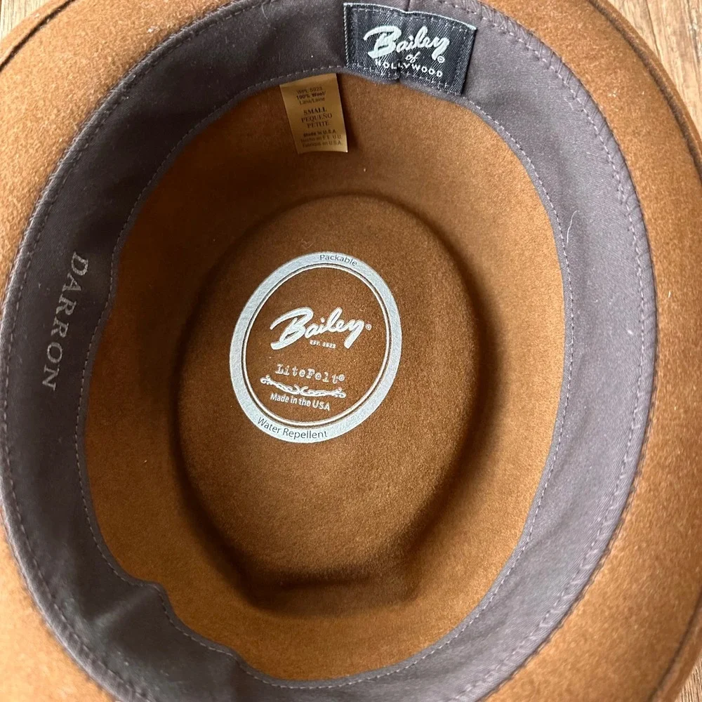 Bailey of Hollywood Darron Pork Pie Hat Mens Small Lite‎ Felt Wool Brown Retro